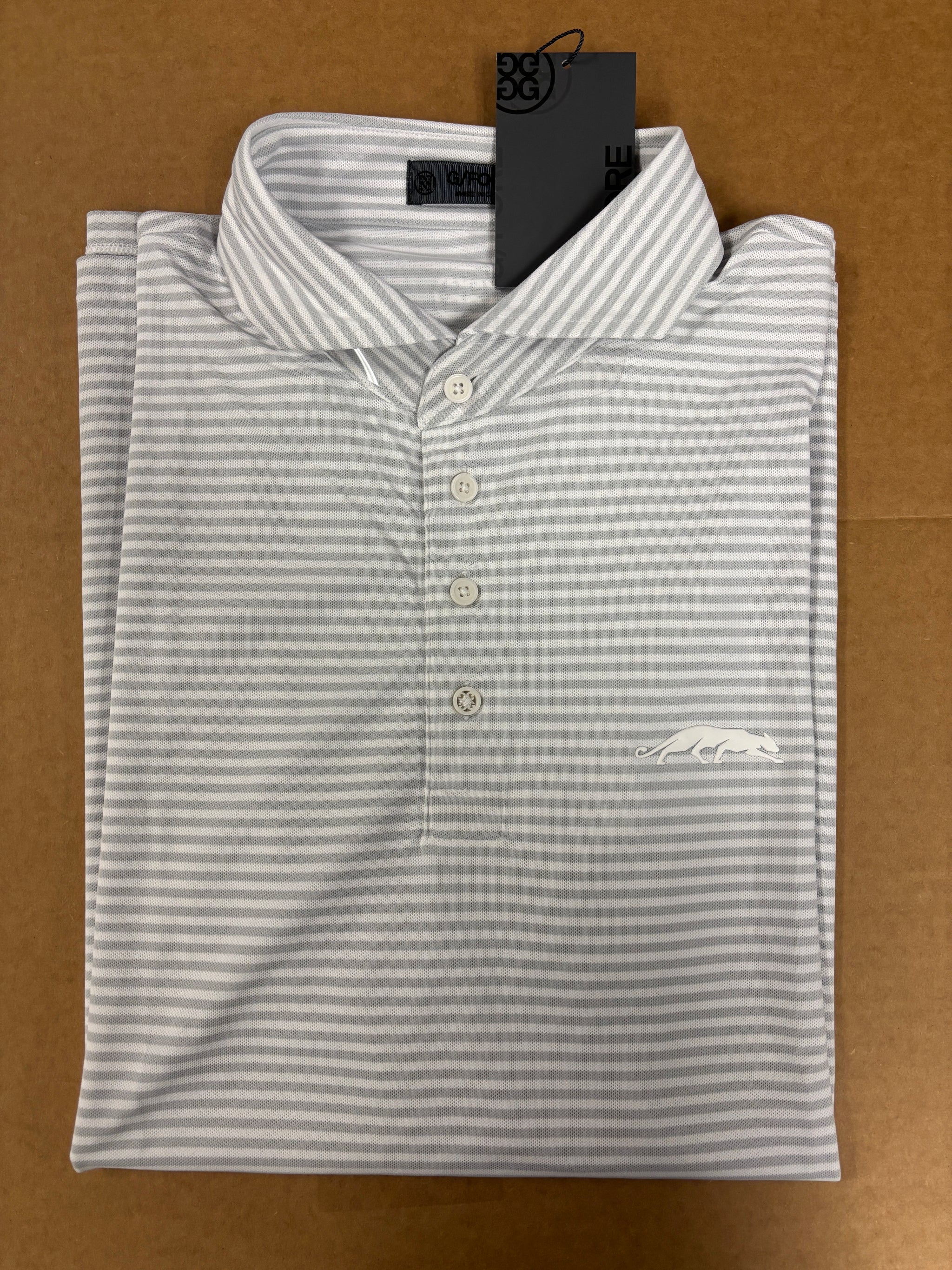 G/FORE GROVE XXIII POLO / GREY & WHITE STRIPE – STEEZ AND TEES