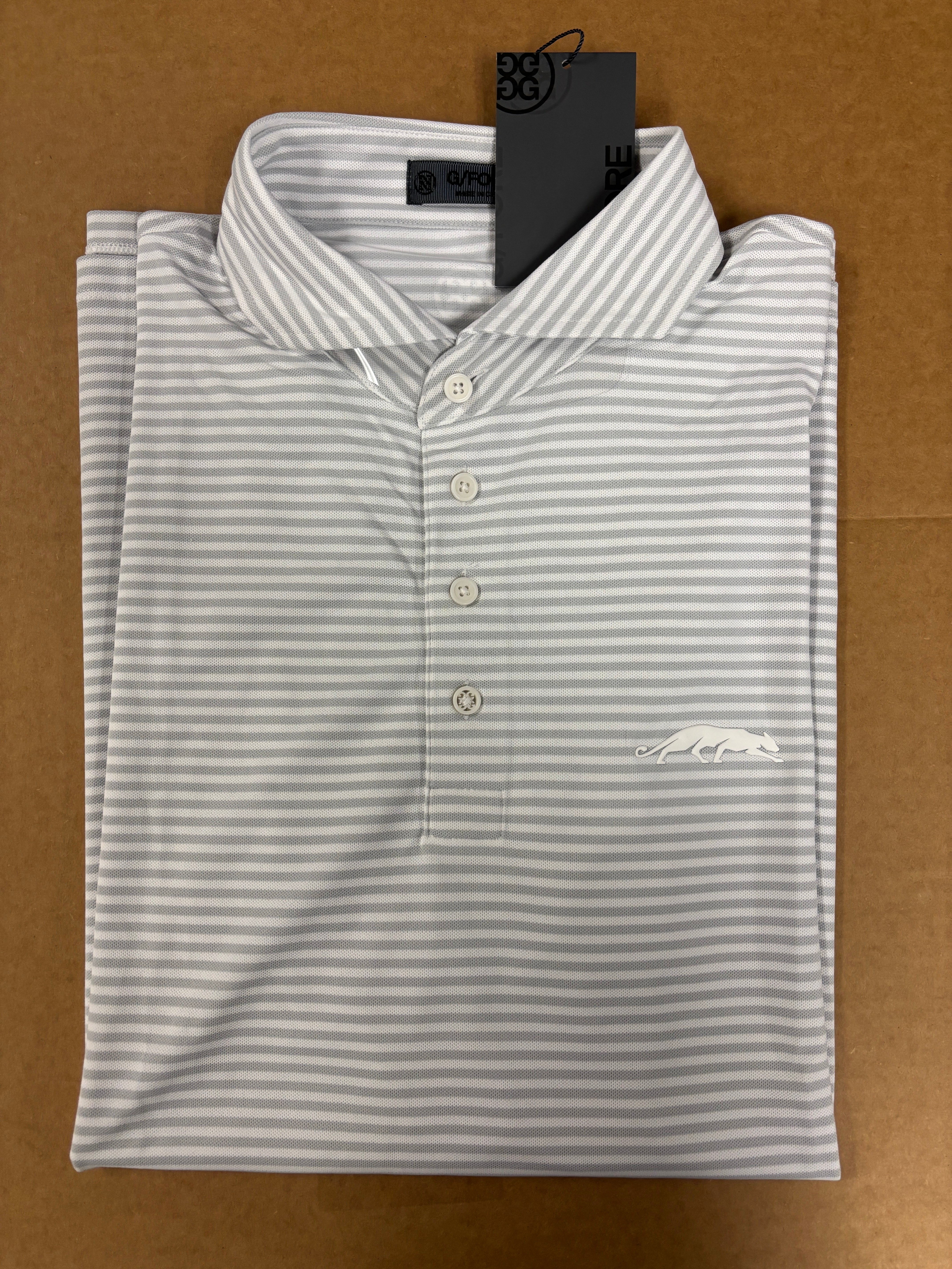 G/FORE GROVE XXIII POLO / GREY & WHITE STRIPE – STEEZ AND TEES